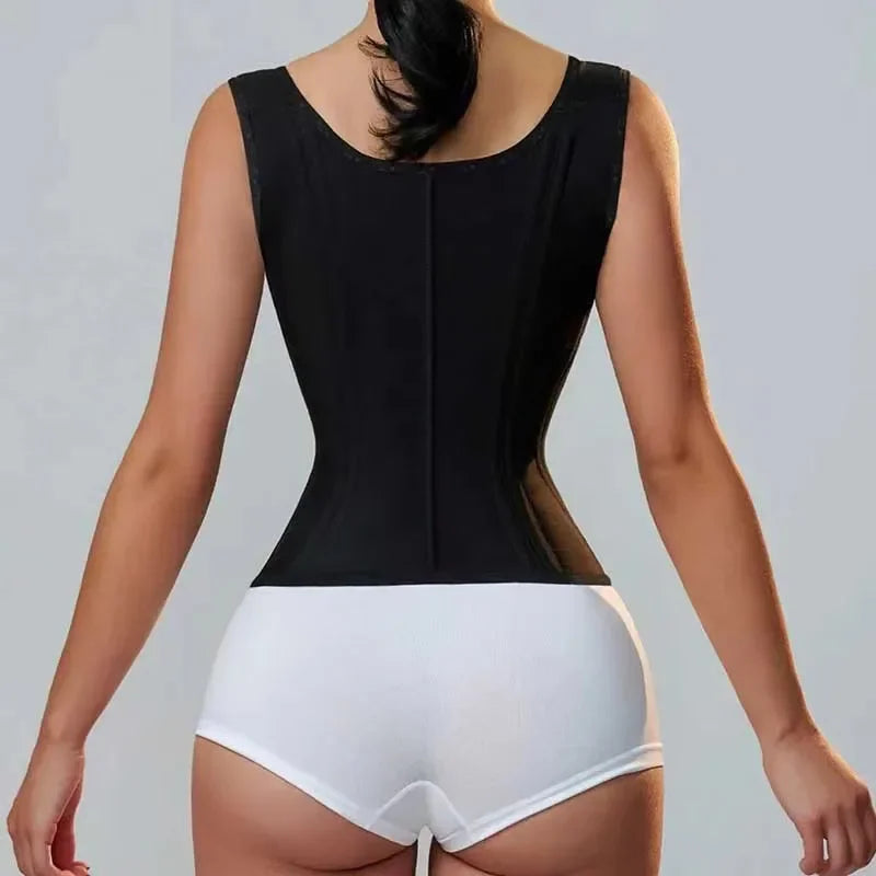 Women'S Body Shaper Shapewear Double Tummy Control Compression Waist Trainer Corset Adjustable Zipper and Hook-Eyes Flat Belly