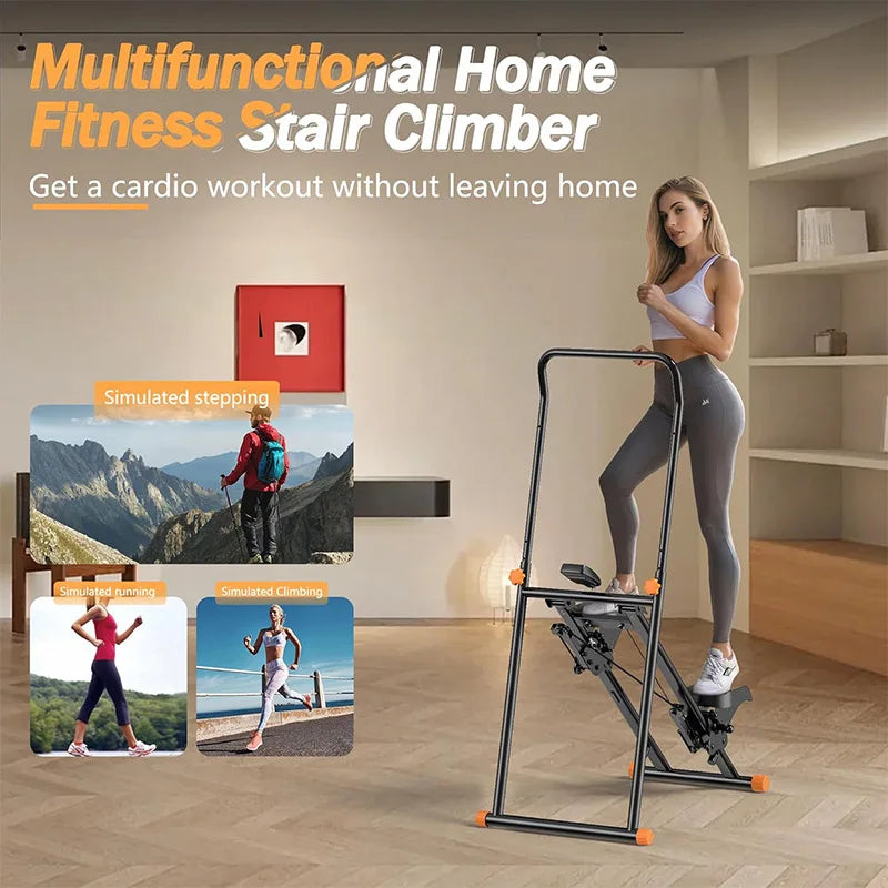 Stair Stepper for Home Gym, Vertical Stair Climber Machine for Full-Body Workout, Compact & Foldable Cardio Stepper with Adjusta